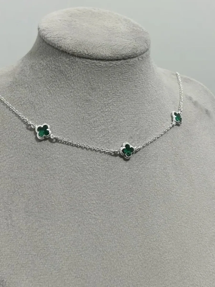 Choker 3 Trevos Verde Água